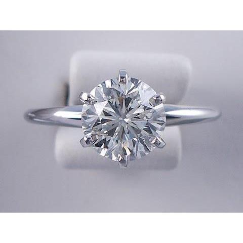 Classic Solitaire Round Natural Earth Mined Diamond Engagement Ring 2 Carats White Gold