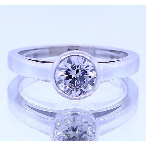 Solitaire Round Natural Earth Mined Diamond Ring Bezel Set 1 Carats White Gold 14K