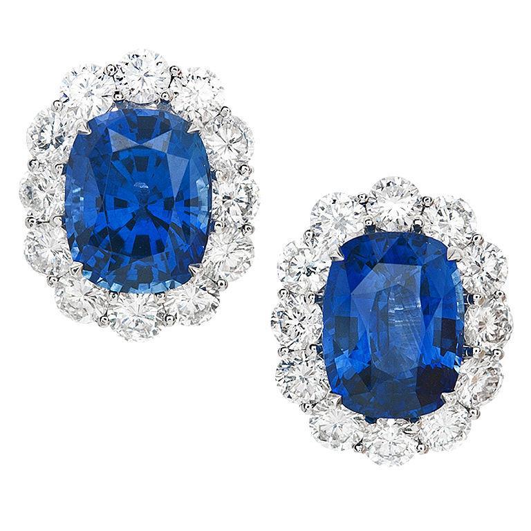Lab Grown Sapphire Earring 6.40ct - White Gold 14K