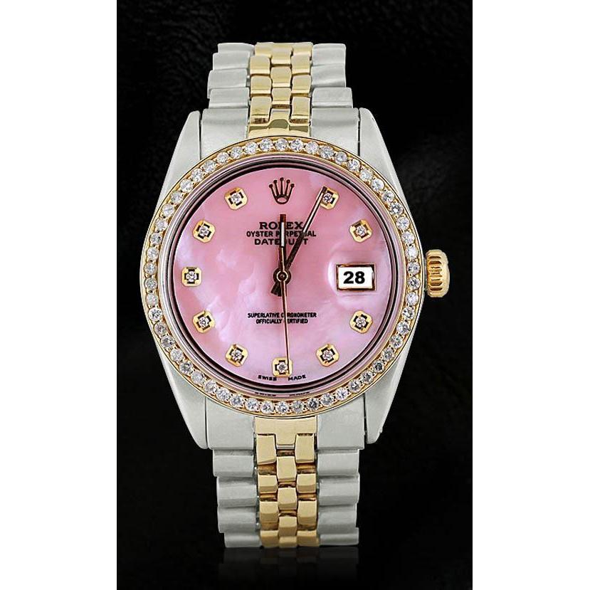 Ss Gold Jubilee Bracelet & Dj Rolex Pink Diamond Dial Bezel Watch QUICK SET