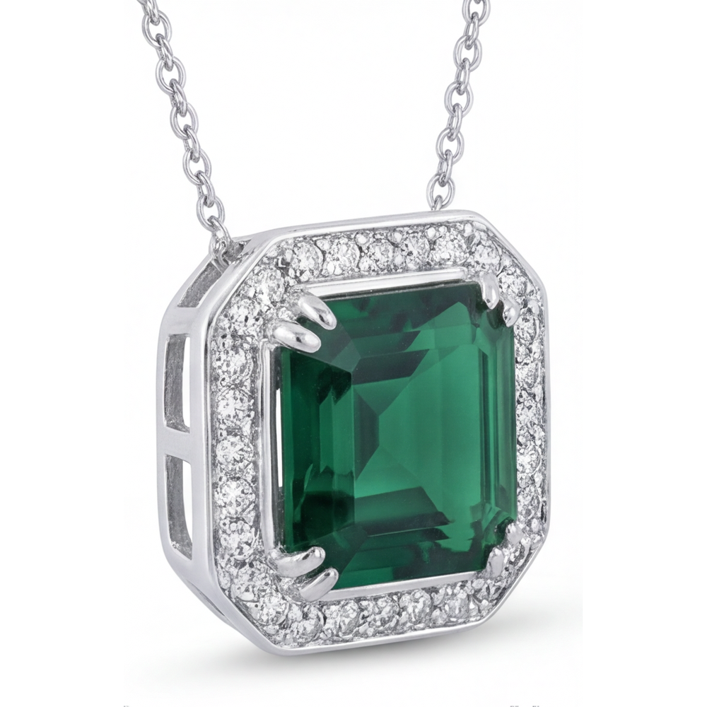 Asscher Cut Tourmaline ring in 14K White Gold – front view