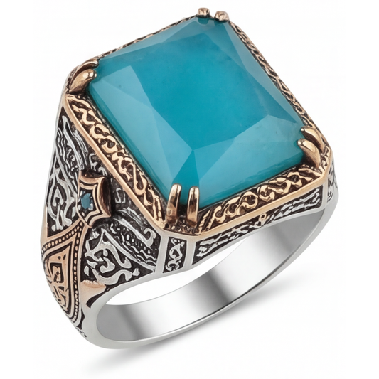 Earth-Mined Turquoise Halo Ring – main view