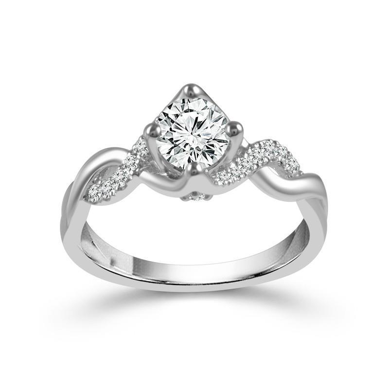Diamond Accent Solitaire Ring 2.10-ct 14K White Gold – main view
