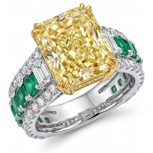 Real Yellow Canary Diamond Accent Solitaire Ring – main view