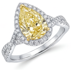 Handcrafted VVS Clarity Yellow Canary Diamond Halo Ring – 1.50