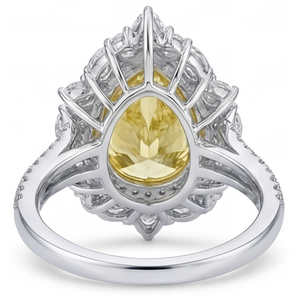 Handcrafted Yellow Canary Diamond Halo Setting Ring 3.25 ct – top view