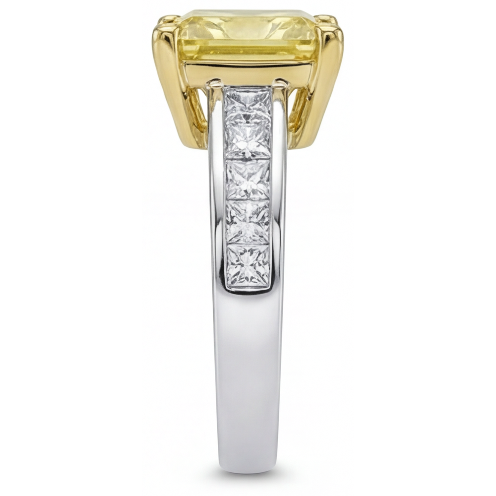 Natural Yellow Canary Diamond Halo Setting Ring – back view