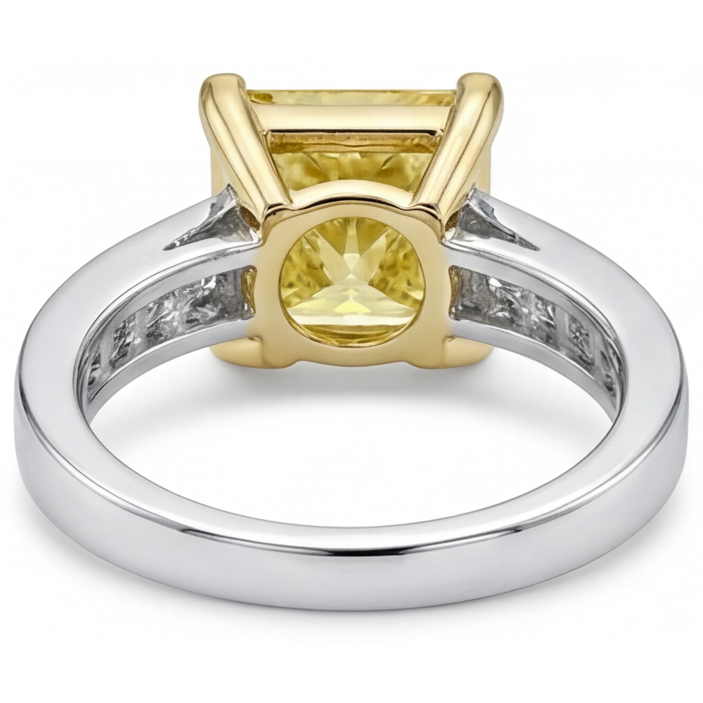 Natural Yellow Canary Diamond Halo Setting Ring – detail view
