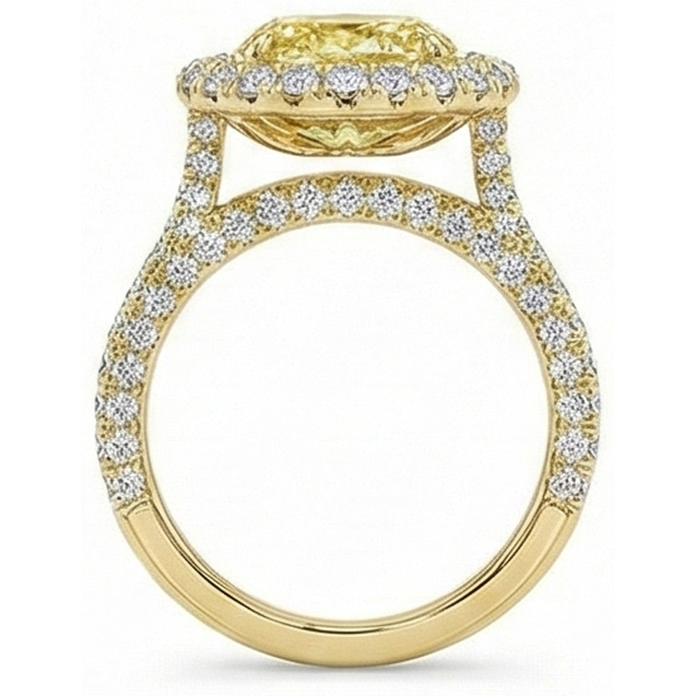 Oval Yellow Canary Diamond ring in 14K Yellow Gold – side view