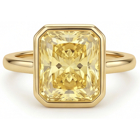 Radiant Cut Yellow Canary Diamond ring in 14K Yellow Gold – main view