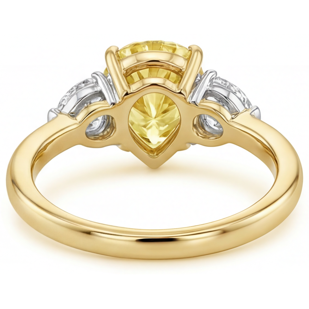 Yellow Canary Diamond Statement Ring 1-ct 14K Two Tone Gold – profile view