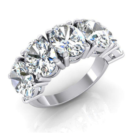 5 Stone Diamond Anniversary Band PLATINUM Oval Cut Jewelry 6.25 Carats - Lab Created Diamonds - Anniversary Ring-harrychadent.ca