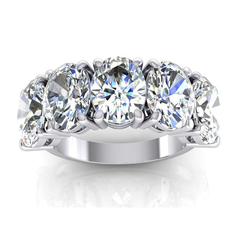 5 Stone Diamond Anniversary Band PLATINUM Oval Cut Jewelry 6.25 Carats - Lab Created Diamonds - Anniversary Ring-harrychadent.ca