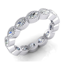 1.50 Carats Eternity Wedding Band Milgrain Marquise Lab Grown Diamond