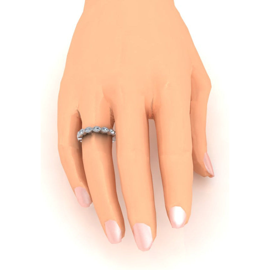 1.50 Carats Eternity Wedding Band Milgrain Marquise Lab Grown Diamond