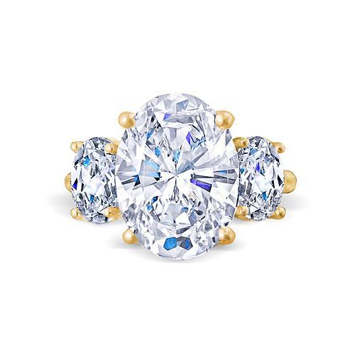 Engagement 3 Stone Oval Cut Diamond Ring 3.50 Carat Yellow Gold - Three Stone Ring-harrychadent.ca