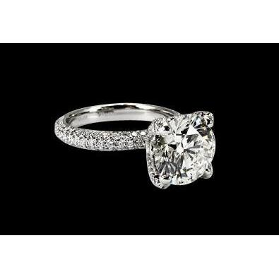 Pave Diamond Engagement Ring 3.75 Carats Women 14K White Gold Jewelry - Engagement Ring-harrychadent.ca