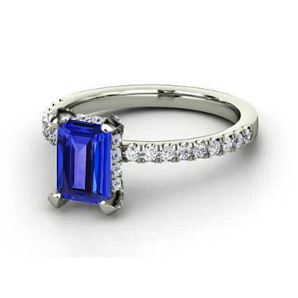 12 Ct Hidden Halo Tanzanite With Diamonds Wedding Ring White Gold