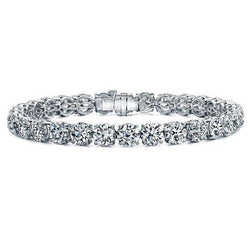 14.40 Ct Round Brilliant Cut Lab Grown Diamonds Tennis Bracelet White Solid Gold