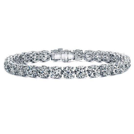 14.40 Ct Round Brilliant Cut Lab Grown Diamonds Tennis Bracelet White Solid Gold