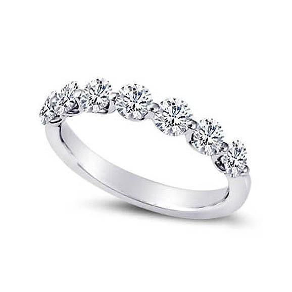 2.10 Carat Round Lab Grown Diamond Half Eternity Band White Gold 14K New - Half Eternity Band-harrychadent.ca