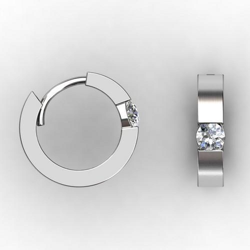 2 Carats Bezel Set Solitaire Diamond Hoop Earring White Gold Hoop Earrings-harrychadent.ca