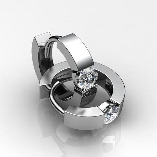 2 Carats Bezel Set Solitaire Diamond Hoop Earring White Gold Hoop Earrings-harrychadent.ca