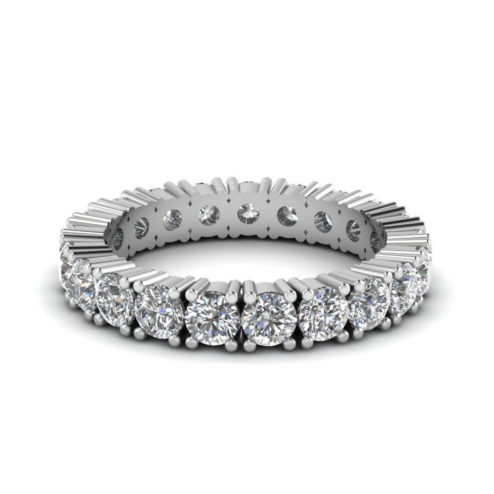 3.15 Carats Women Round Lab Grown Diamond Eternity Band Solid White Gold Jewelry