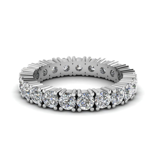 3.15 Carats Women Round Lab Grown Diamond Eternity Band Solid White Gold Jewelry