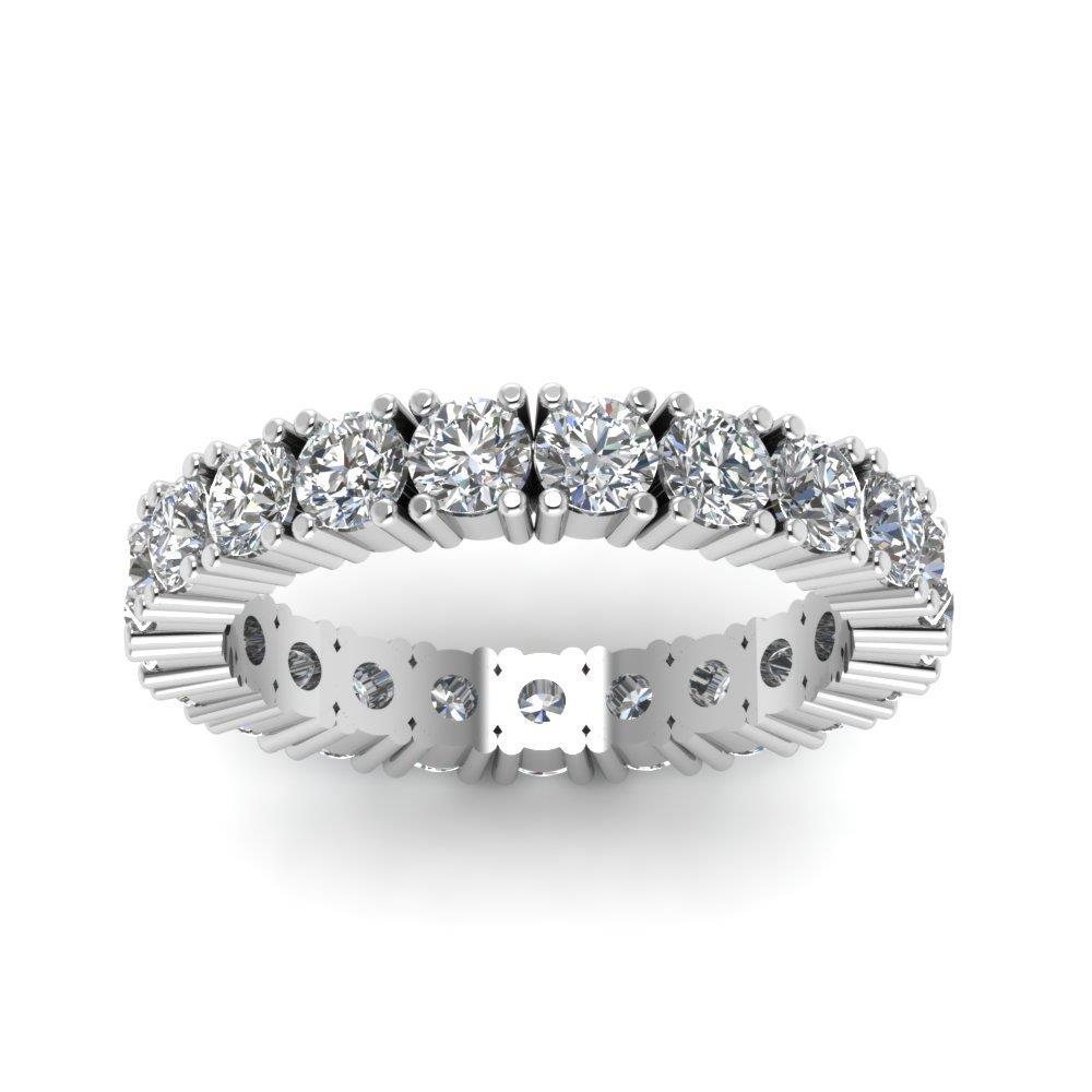3.15 Carats Women Round Lab Grown Diamond Eternity Band Solid White Gold Jewelry
