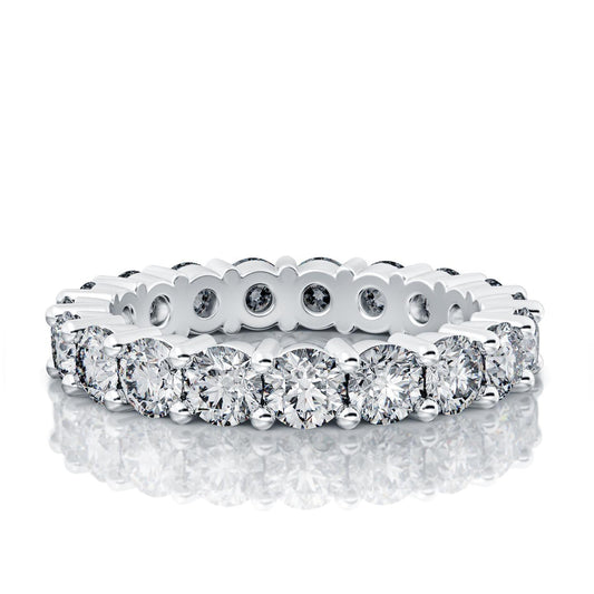 3.80 Carats Round Lab Grown Diamond Eternity Wedding Band White Gold 14K