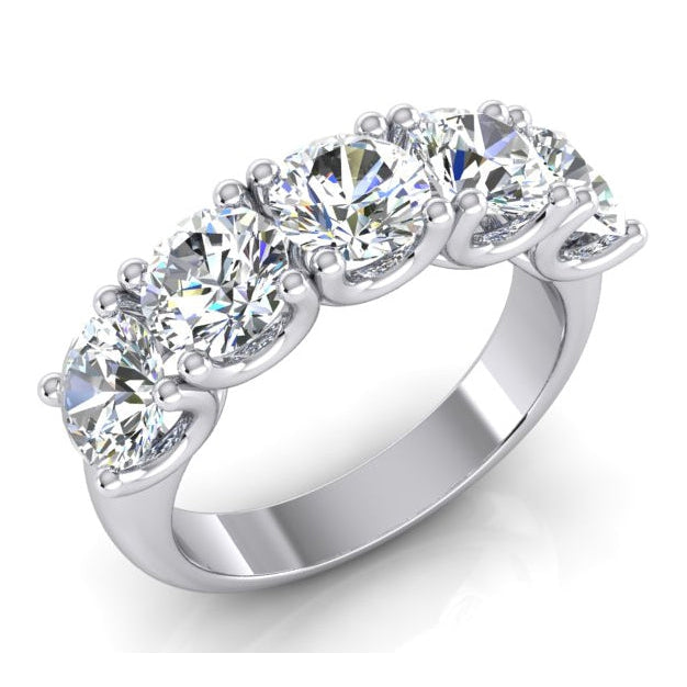 Ladies Round Diamond Half Eternity Band 3 Carats U Prong Set