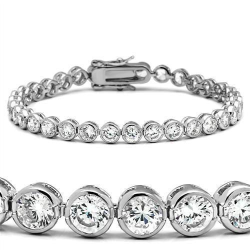 9.60 Carats Round Cut Lab Grown Diamonds Bezel Setting Bracelet White Gold