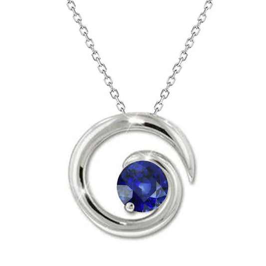 Round Sri Lanka Sapphire Solitaire Pendant Twisted Style 1 Carat - Gemstone Pendant-harrychadent.ca