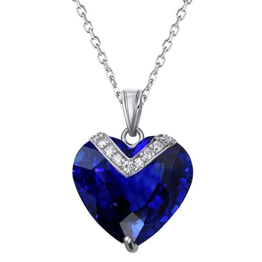 Women’s Heart Pendant Dark Blue Sapphire & Diamond Jewelry 4.50 Carats - Gemstone Pendant-harrychadent.ca