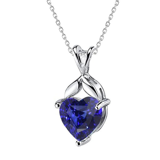 Ladies Solitaire Pendant Heart Sri Lankan Sapphire Basket Set 2 Carats - Gemstone Pendant-harrychadent.ca