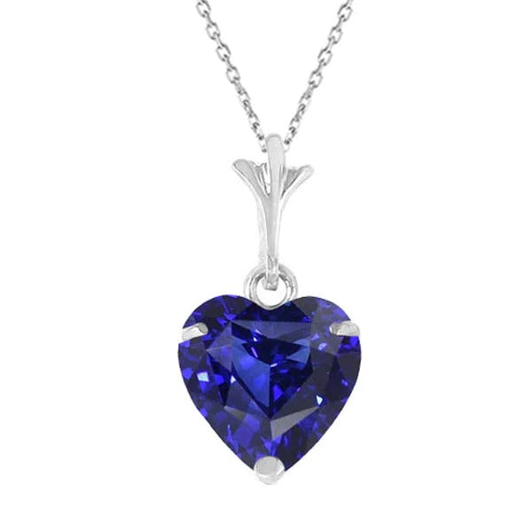 Heart Gemstone Solitaire Pendant With Chain White Gold 3 Carats - Gemstone Pendant-harrychadent.ca