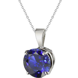 Solitaire Round Dark Blue Sapphire Pendant Basket Set 3.50 Carats