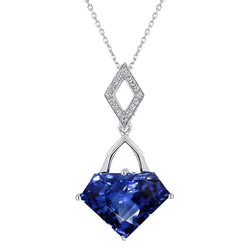 Natural Earth Mined Diamond Special Cut Blue Sapphire Fancy Pendant With Chain 3.75 Carats