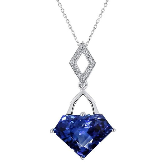 Diamond Special Cut Blue Sapphire Fancy Pendant With Chain 3.75 Carats - Gemstone Pendant-harrychadent.ca