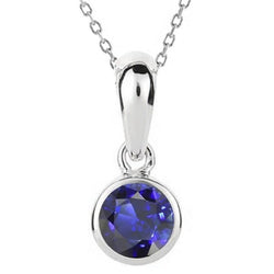 Lady’s Solitaire Pendant Round Blue Sapphire With Bail 2 Carats