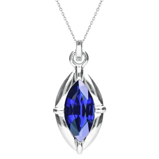 Solitaire Marquise Ceylon Sapphire Pendant Bezel Set Gold 2 Carats - Gemstone Pendant-harrychadent.ca