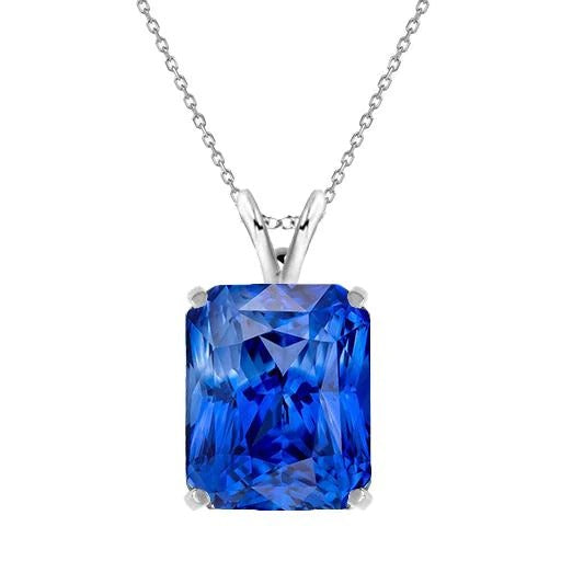 Solitaire Radiant Sri Lankan Sapphire Pendant With Chain 2.50 Carats - Gemstone Pendant-harrychadent.ca