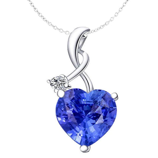 Heart Light Blue Sapphire & Diamond Pendant Twisted Bail 3.75 Carats - Gemstone Pendant-harrychadent.ca