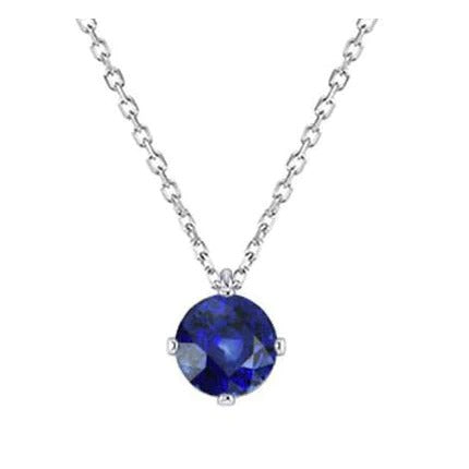 Solitaire Round Sri Lankan Sapphire Pendant Bail With Chain 1 Carat - Gemstone Pendant-harrychadent.ca