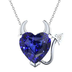 Heart Sri Lankan Sapphire & Natural Earth Mined Diamond Pendant Gothic Style 5 Carats