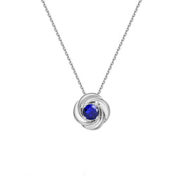 Solitaire Round Blue Sapphire Flower Pendant Necklace 0.50 Carats