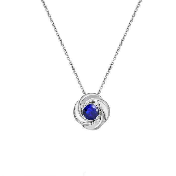 Solitaire Round Blue Sapphire Flower Pendant Necklace 0.50 Carats - Gemstone Pendant-harrychadent.ca