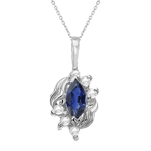 Women’s Fancy Pendant Marquise Blue Sapphire & Diamond 2.25 Carats - Gemstone Pendant-harrychadent.ca