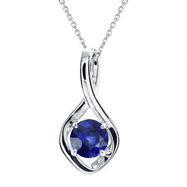 Solitaire Pendant Round Sapphire 4 Prong Infinity Style 1.50 Carats - Gemstone Pendant-harrychadent.ca